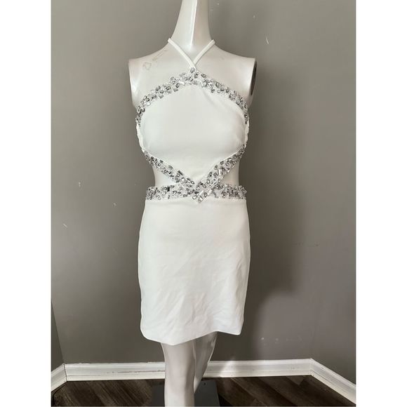 NWT PATBO Hand-beaded Halterneck Mini Dress US 2 $995 - Picture 5 of 11